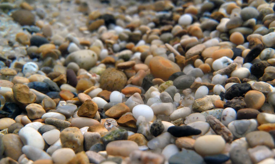 A close view of mixed natural aquarium gravel